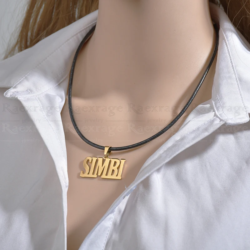 Ожерелье Raexrage для мужчин и женщин кожаный шнур 3 мм с именем на заказ регулируемое