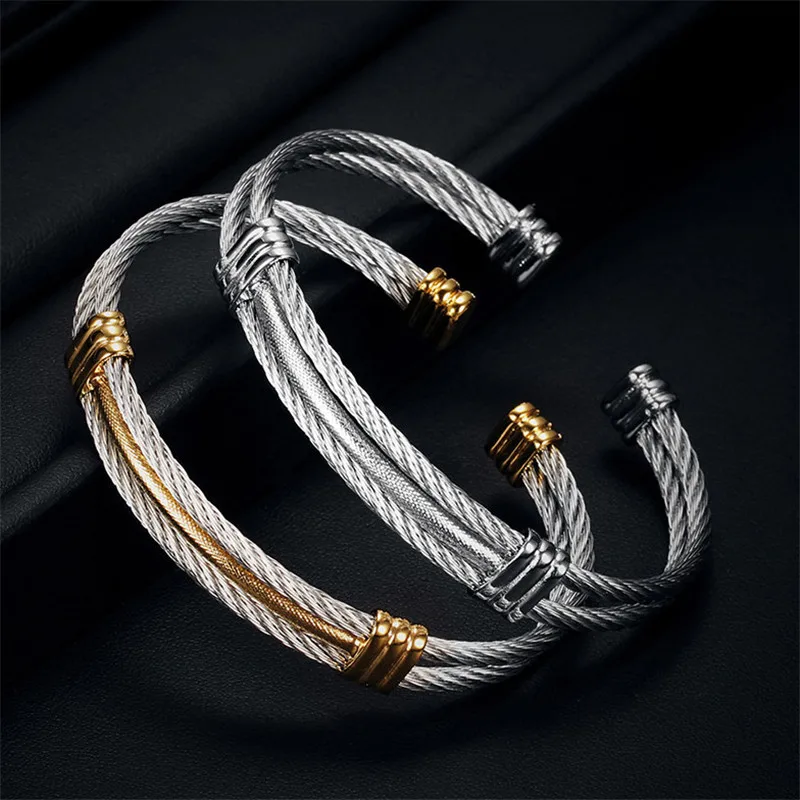 Браслет женский Modyle винтажный из нержавеющей стали в стиле панк трехслойный