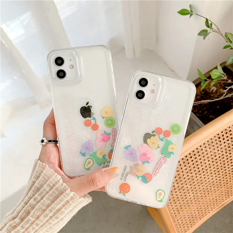 

Glitter Bling Cute cartoon clear Case For iphone 12 Mini 11 pro max xs max xr x 6s 6 8 7 plus SE 20 Transparent Soft Phone cover