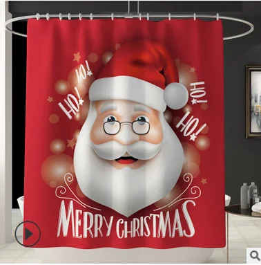 Santa curtain 4 шт./компл. Рождество крышку унитаза фланель коврик для душа Шторы Рождественское украшение для дома Ванная комната расходные материалы - Цвет: Santa curtain