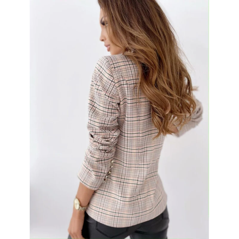 Пиджак Talever женский клетчатый для офиса|Женские пиджаки| |