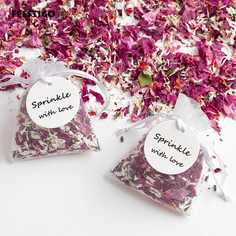 

Natural Wedding Confetti With Organza Bag Dried Flower Petals Pop Wedding and Party Decoration Biodegradable Rose Petal Confetti