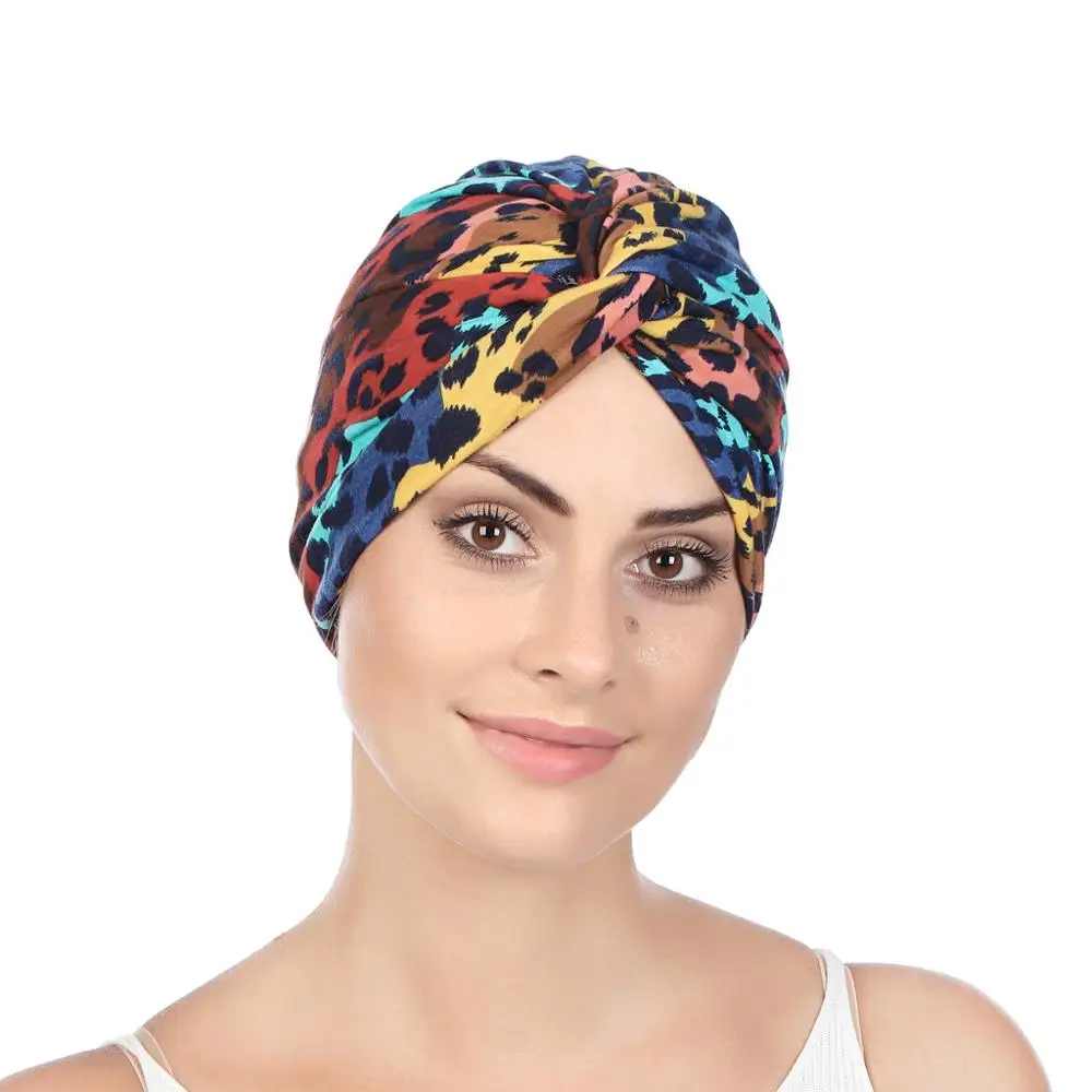 

Женский двойной головной платок, 2020 крученый головной убор, мусульманский головной убор, ткань с леопардовым принтом