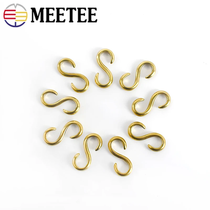 5 предметов в партии 20 штук Meetee Чистый медный крюк S Форма твердой латуни пряжки