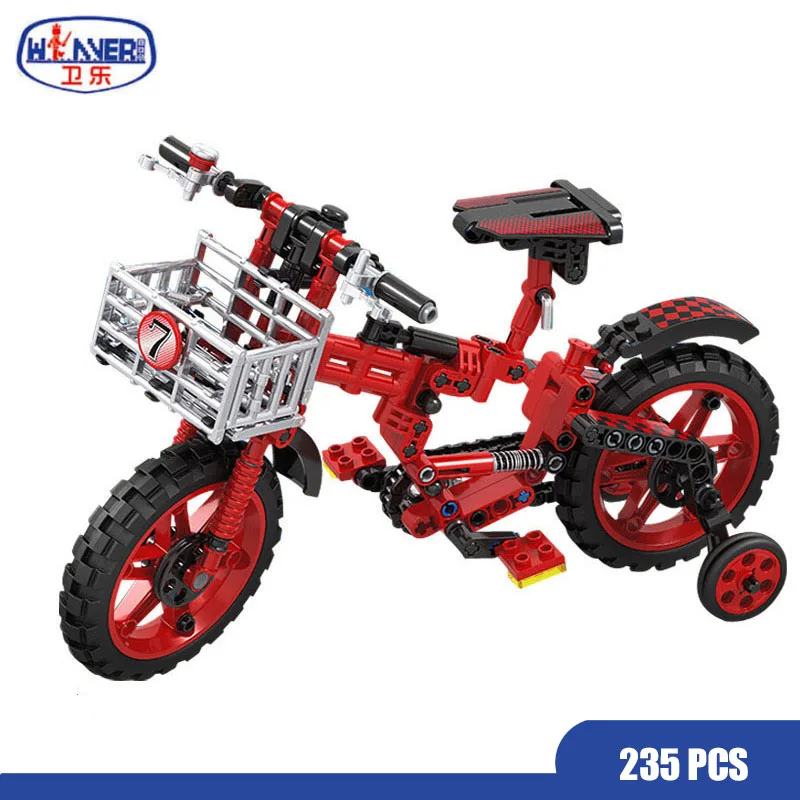 ERBO 235 Pcs Technic/Electronic Blocks Bicycle Racing Sets 1:4 Building Models Kid Toy Enlighten Bricks Toys for Children |
