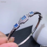 kjjeaxcmy fine jewelry natural blue topaz 925 sterling silver luxury girl new hand bracelet wristband support test