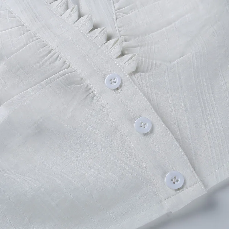 Женский винтажный корсет на бретелях однотонная блузка с оборками пуговицах -