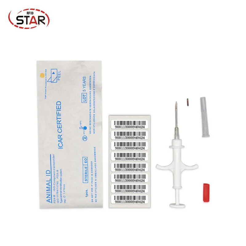 10pcs 1.4*8 mm 134.2KHz RFID Glass Tag Pet Microchip Syringe For Pet Identification, Animal injectable tracking chip