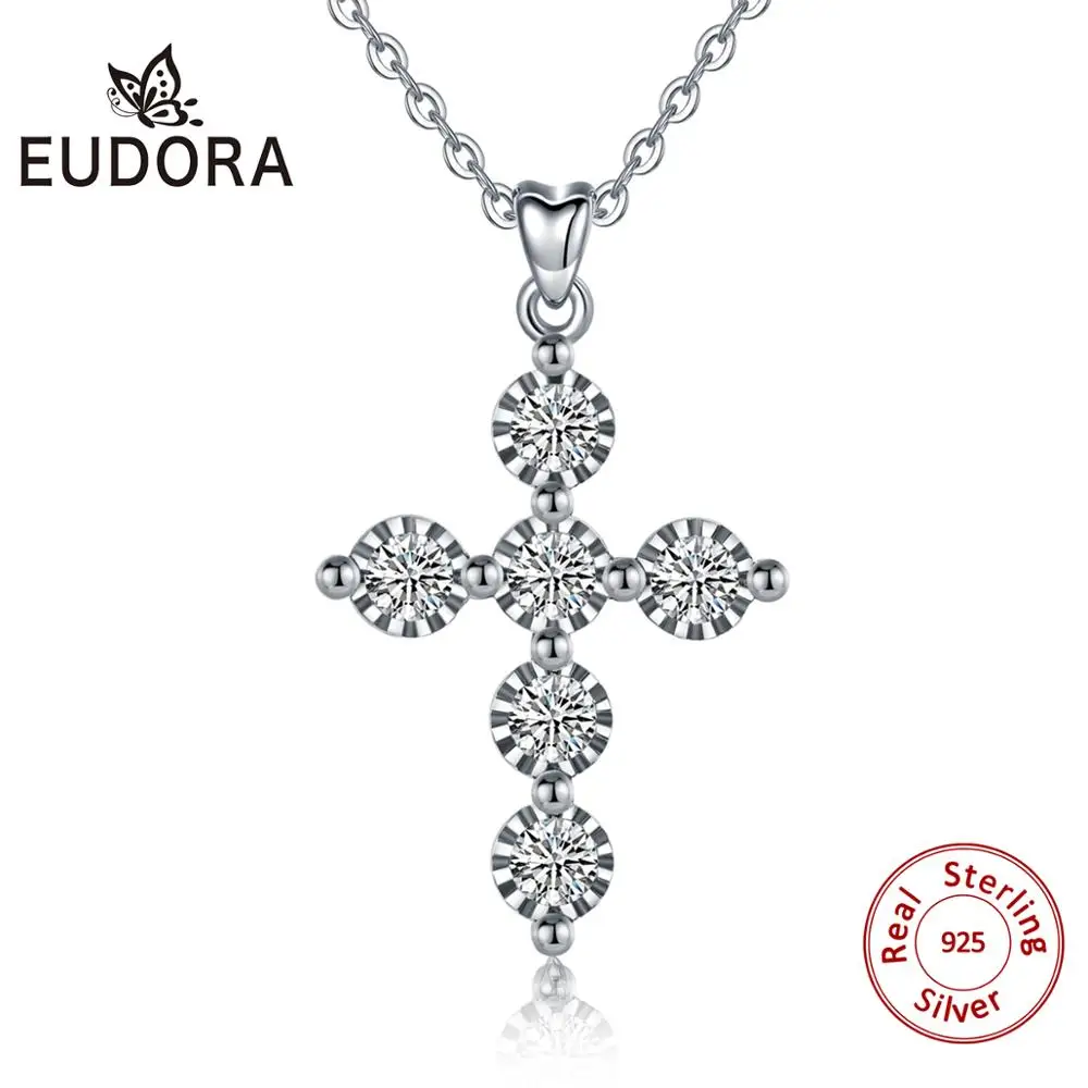 Юдора 925 пробы серебро кулон в форме Креста на Цепочки и ожерелья Чистого Серебра