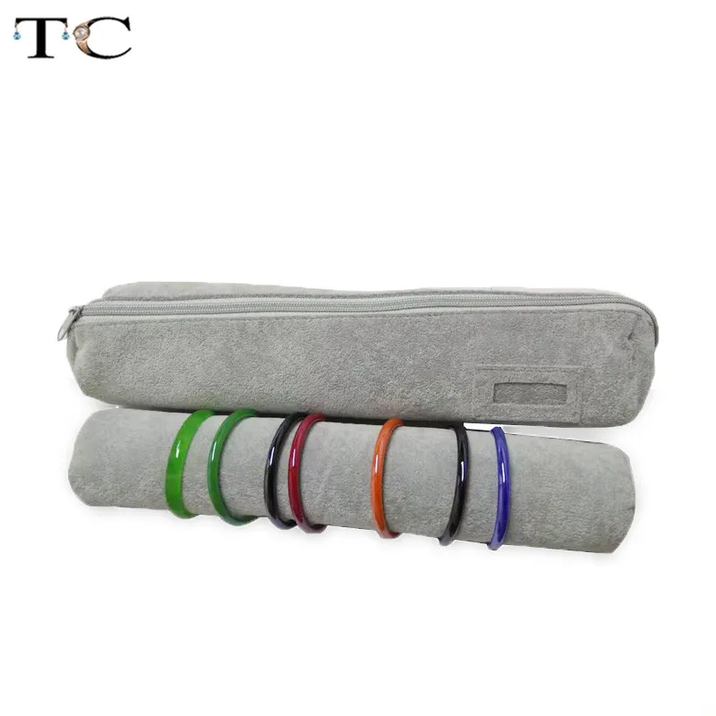 Сумка на молнии для ювелирных изделий серая бархатная коробка хранения часов