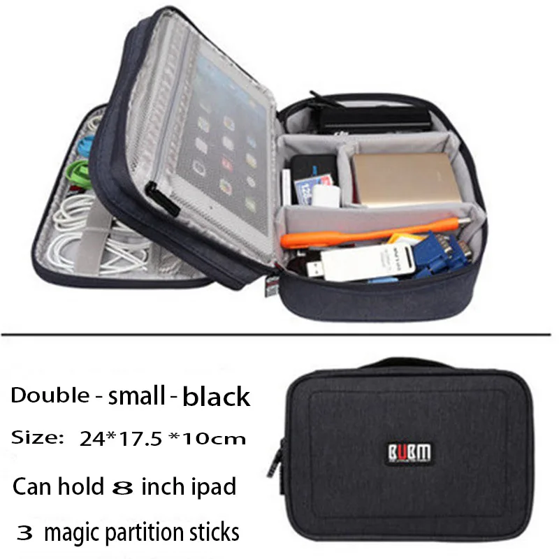 Роскошный двухслойный портативный кабель сумка для хранения цифровой USB