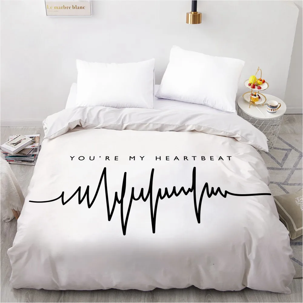 

1 Pcs 3D Printed Simple Heartbeat Duvet Cover 240x220 King Size Printing NO Pillowcases And NO Sheets Home Textiles Comforter