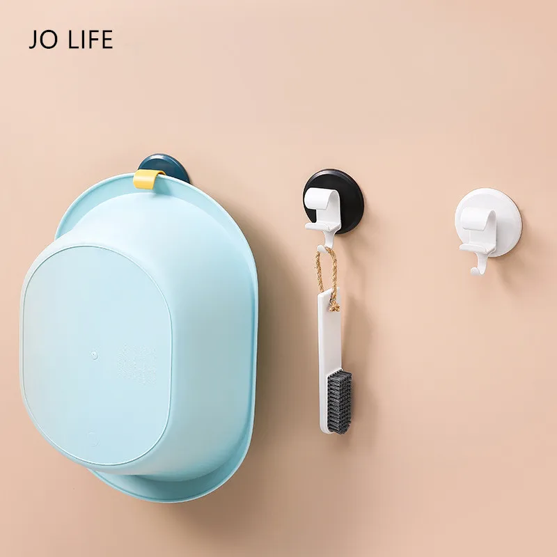 

JO LIFE Self-adhesive Basin Hooks Saving Space Wall-Mounted Washbasin Rack Holder Bathroom Accessories