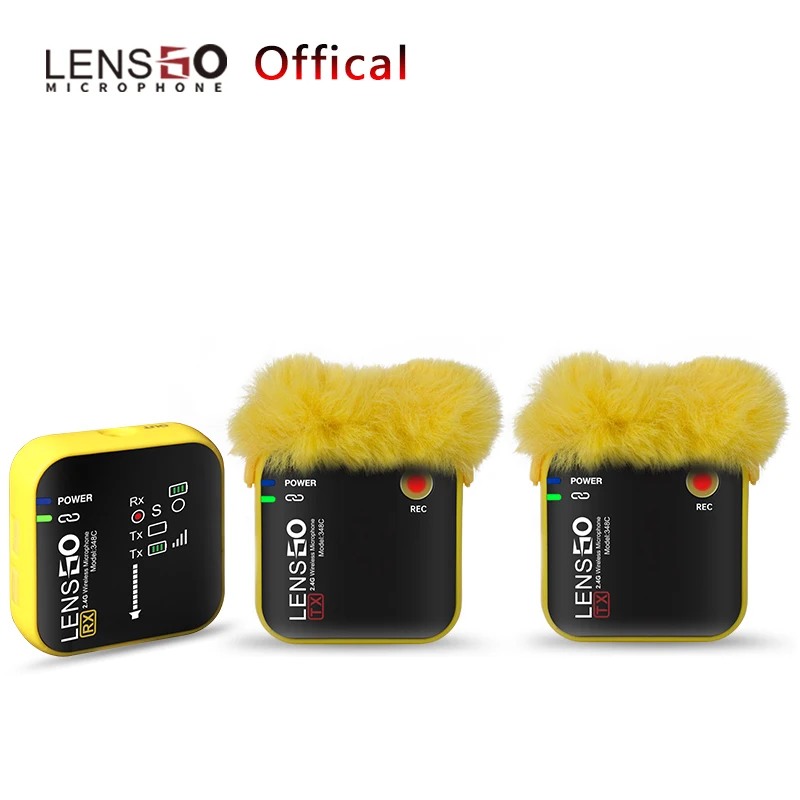 

【LENSGO Official】348C Wireless Microphone System 2.4GHz Interview Lavalier Lapel Mic Receiver Kit for camera smartphone Tablet