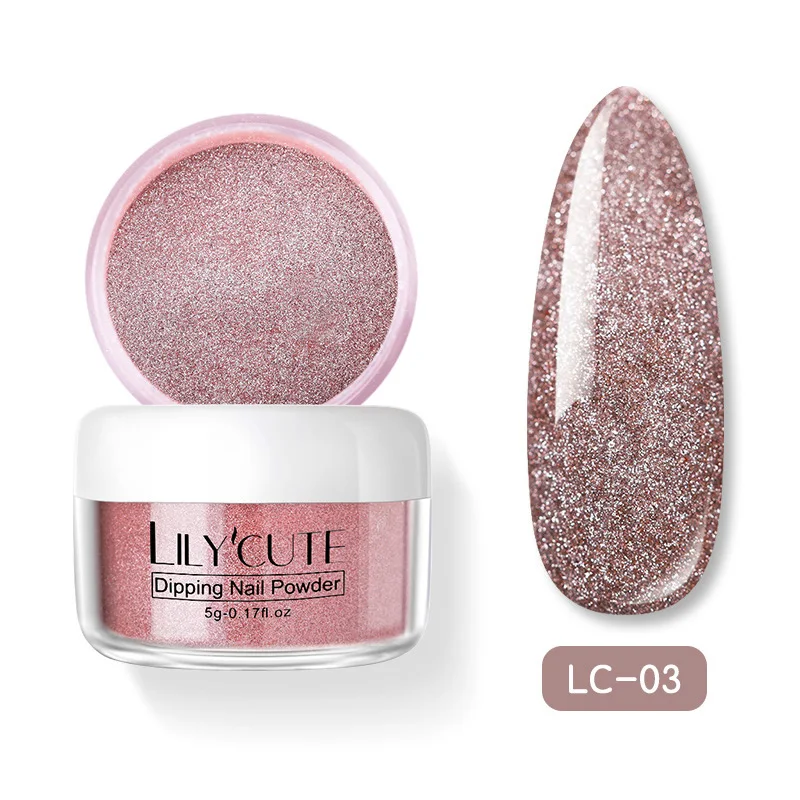 Glitter LC-03 LILYCUTE голографическое погружение ногтей Блеск порошок наборы градиентный французский порошок для ногтей цветной натуральный сухой пигмент для ногтей - Цвет: Glitter LC-03