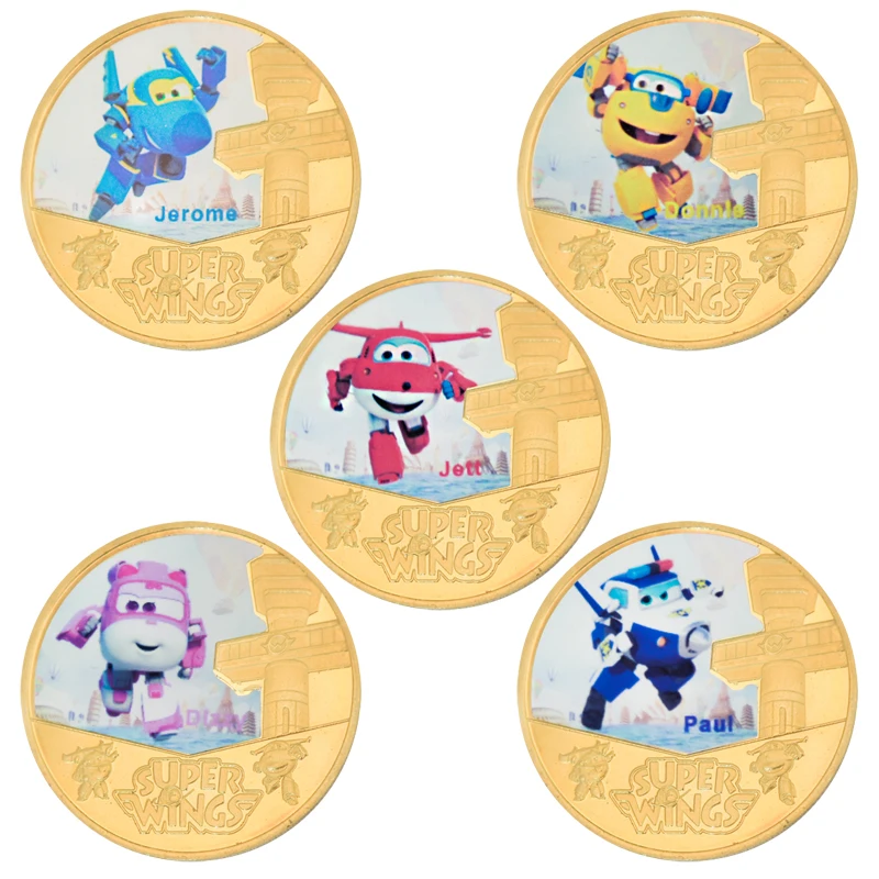 WR супер герой позолоченные монеты с держателем монет 3D анимация робот самолет
