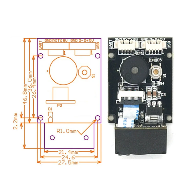 Сканер штрих-кода GM77 1D 2D USB UART сканер Qr-кода считываемый идентификатор для