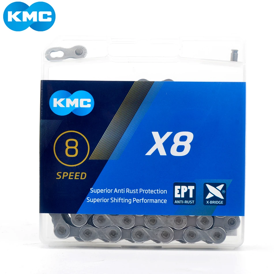 

KMC X8EPT Mountain Bike Gear Shift Chain Anti-rust 8 Speed 116L With Quick Link For Shimano SRAM And Chain Missing Link