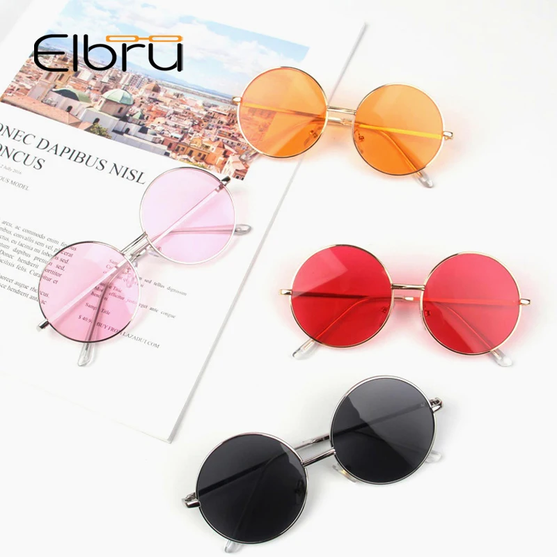 Круглые цветные солнцезащитные очки Elbu в стиле ретро для маленьких мальчиков и