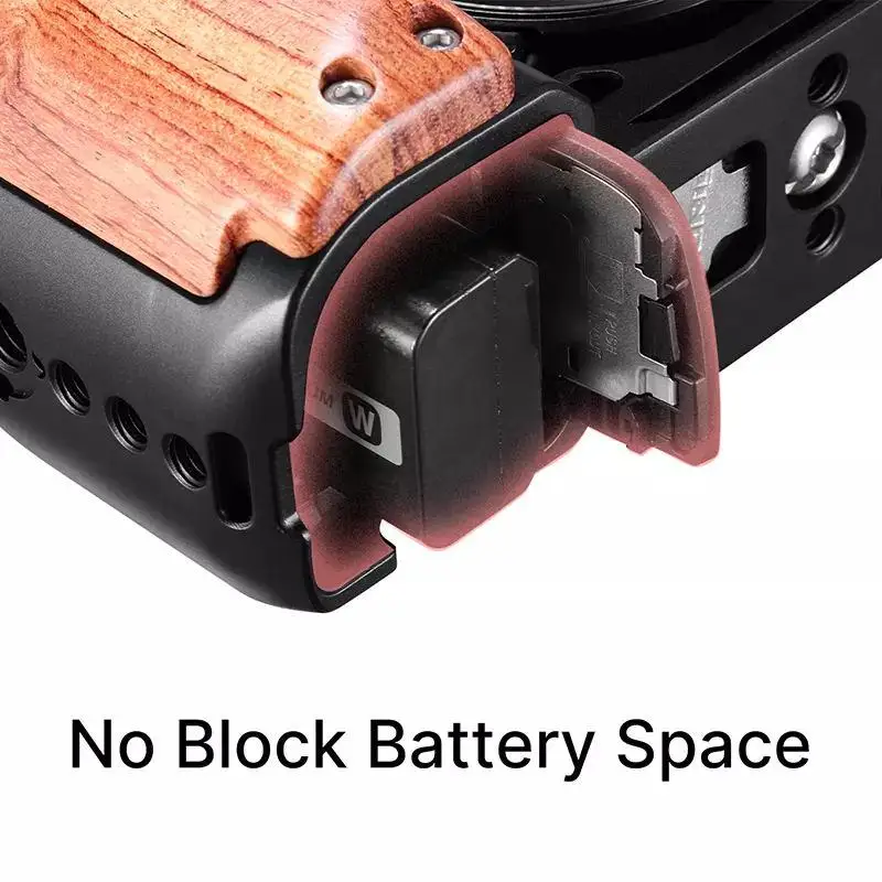 

Metal Cage Case for Sony A6400 A6300 A6100 A650 with Wooden Handle Cold Shoe 1/4 Screw 3/8 Screw for Microphone LED Light