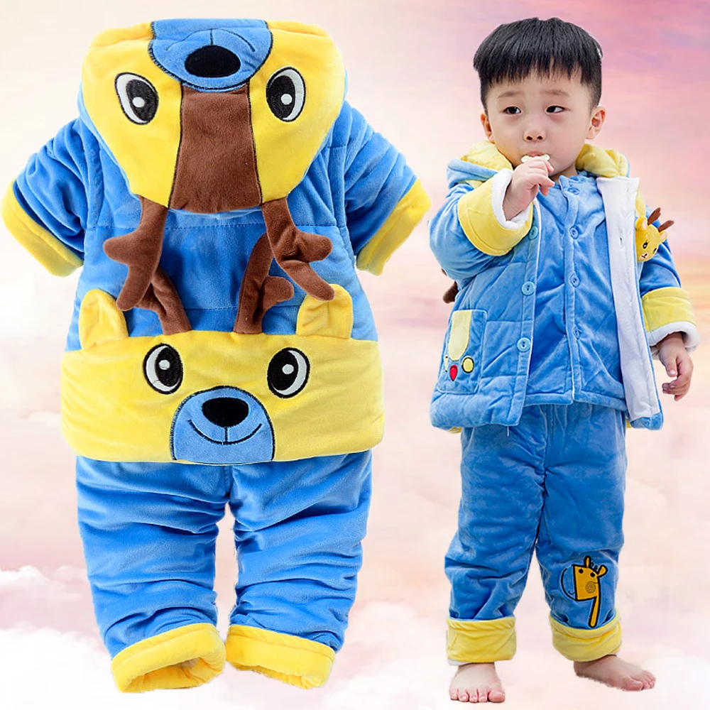 

Newborn Baby Boys Girl Winter Super Thick Warm Coat Vest Pant 3PCS Set Kids Snowsuit Infant 1Year Birthday Gift Photography Suit