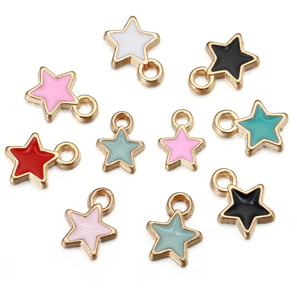 

50pcs/lot 7mm Metal Enamel Small Star Charms For Bracelet Necklace Earrings Jewelry Making DIY Handmade Alloy Pendant Supplies