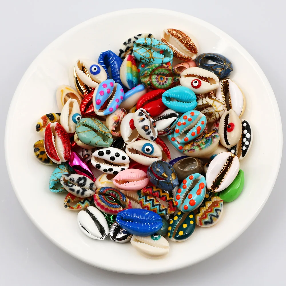 10 шт. ракушки из натуральных морских ракушек с цветочным принтом декоративные