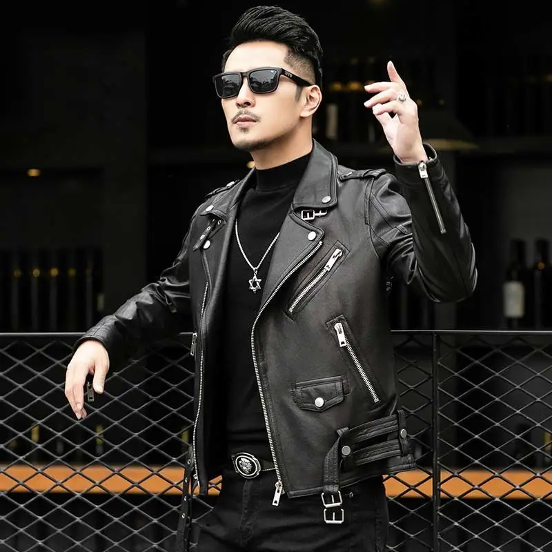 Мужские 2021 Осенняя мода из натуральной кожи куртки овчины для мужчин большой