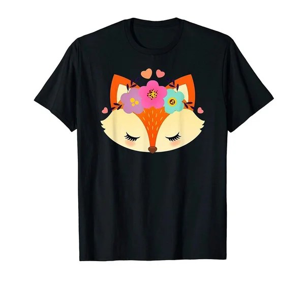 

Cute Fox Illustration For Animal Valentines Lovers T-Shirt Vintage Men Gift Tee