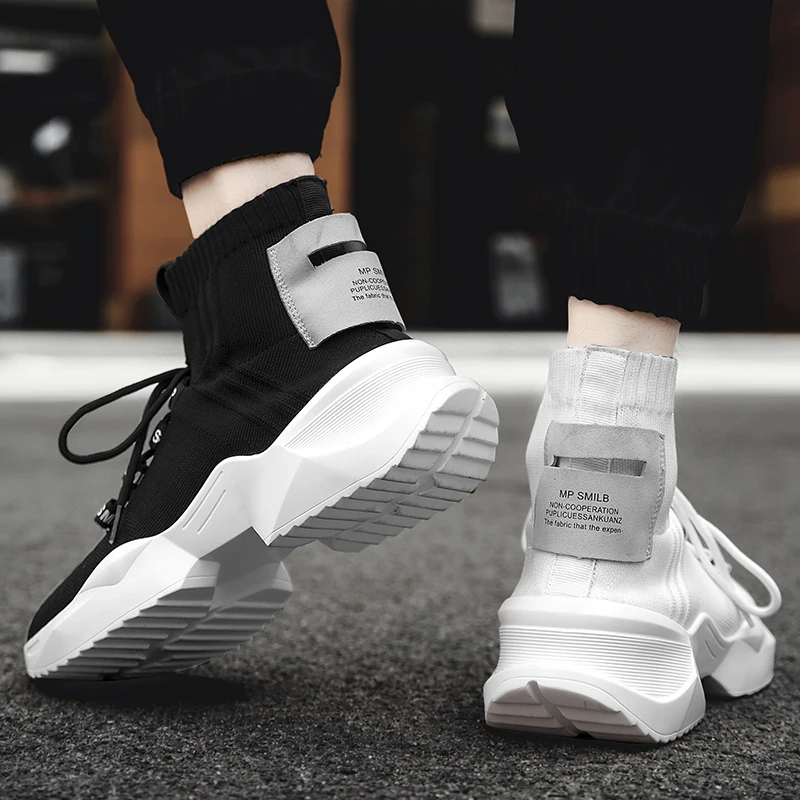 

Men Basketball Shoes High Top Platform Socks Sneakers For Men Sports Mesh Knit Basket Shoes Men Trainers zapatillas baloncesto