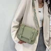 female shoulder bag small new youth crossbody bag green with chain designer artificial leather daily bag square summer all match
