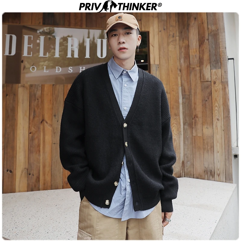 Privathinker 2020 мужские однотонные свободные вязаные свитера свободный свитер