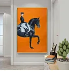 Современная Картина на холсте рыцарь лошадь верховой езды, настенные художественные плакаты и печать, настенные картины в скандинавском стиле для декора гостиной