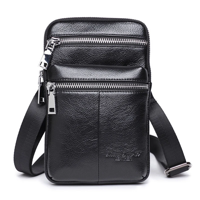 

Genuine Leather 7 inch Mobile Phone Bag Mini Messenger Bag Luxury Handbags Men Bags Designer Shoulder Bags Small Crossbody Bag