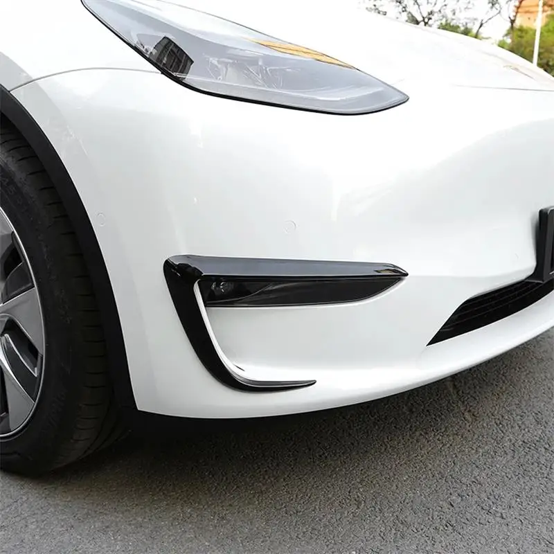 

Front Blade Bumper Trims Fog Light Rear Foglight Lamp Eyebrow Eyelids Frame Cover For Tesla Model Y 2020 2021 Car Accessories