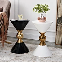 luxurious style living room side tables home furniture gold tea table sofa end table white and black white side coffee table
