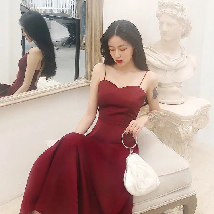 

Summer Women's Dress 2021 Sexy fashion Backless Casual Sleeveless Sling Slips Under Ladies Slim Dress Nightclub party longuette