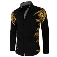 brand clothing spring autumn features shirts men casual gold shirt new arrival long sleeve casual slim fit male shirts tops 3xl