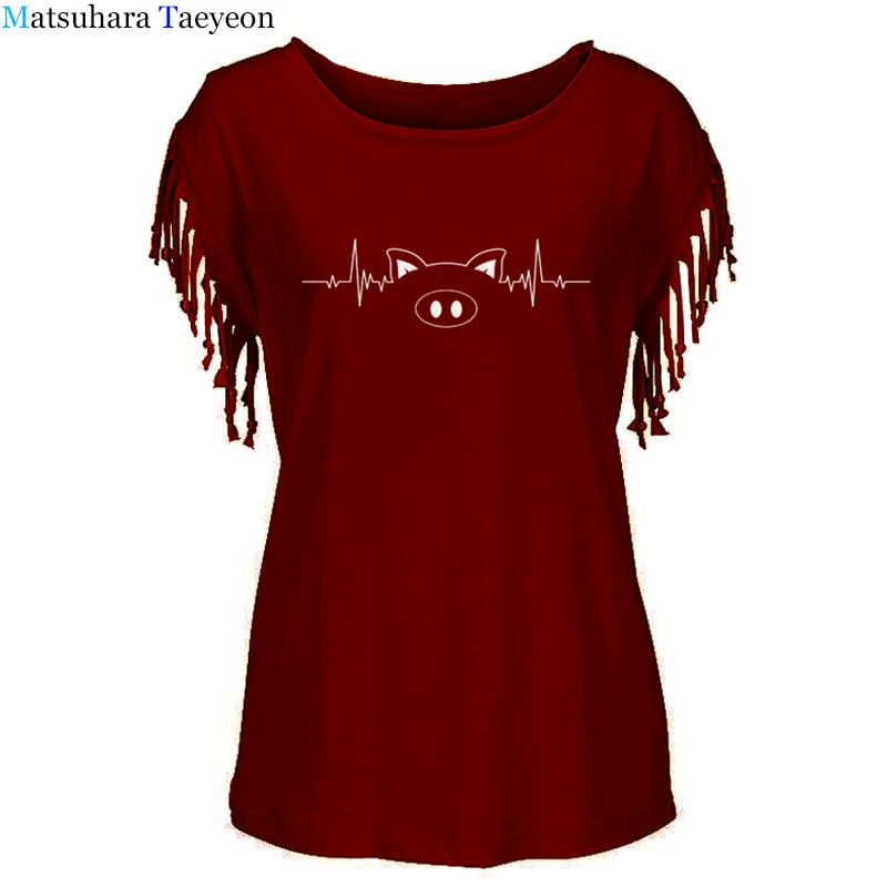 

Pig Heartbeat Women tshirt Funny t shirt Lady Yong Girl Top Tee Cotton t-shirt femme t-shirts vintage tops for women