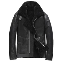luhayesa thicken black real fur jacket men 2021 winter slim warm natural sheepskin shearling fur clothing