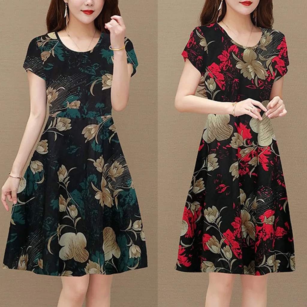 Модное женское шифоновое платье с принтом раннее повседневное летнее