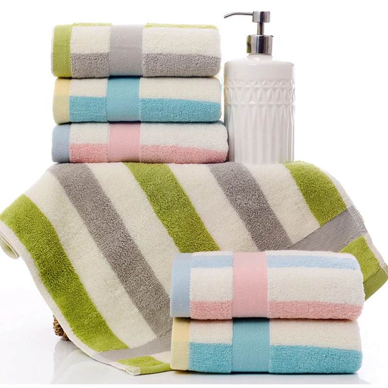 

1/5pcs/lot High Quality Cotton Face Towel For Adults Hand Bathroom Towels Color Striped Wash Towels Soft Absorbent Face Towels