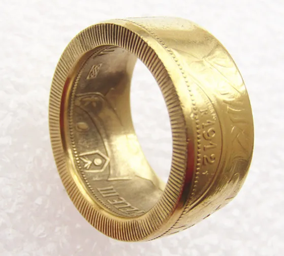 

1912 Italy 100 Lire Gold Plated Copy Decorate Coin Ring Handmade In Sizes 8-16
