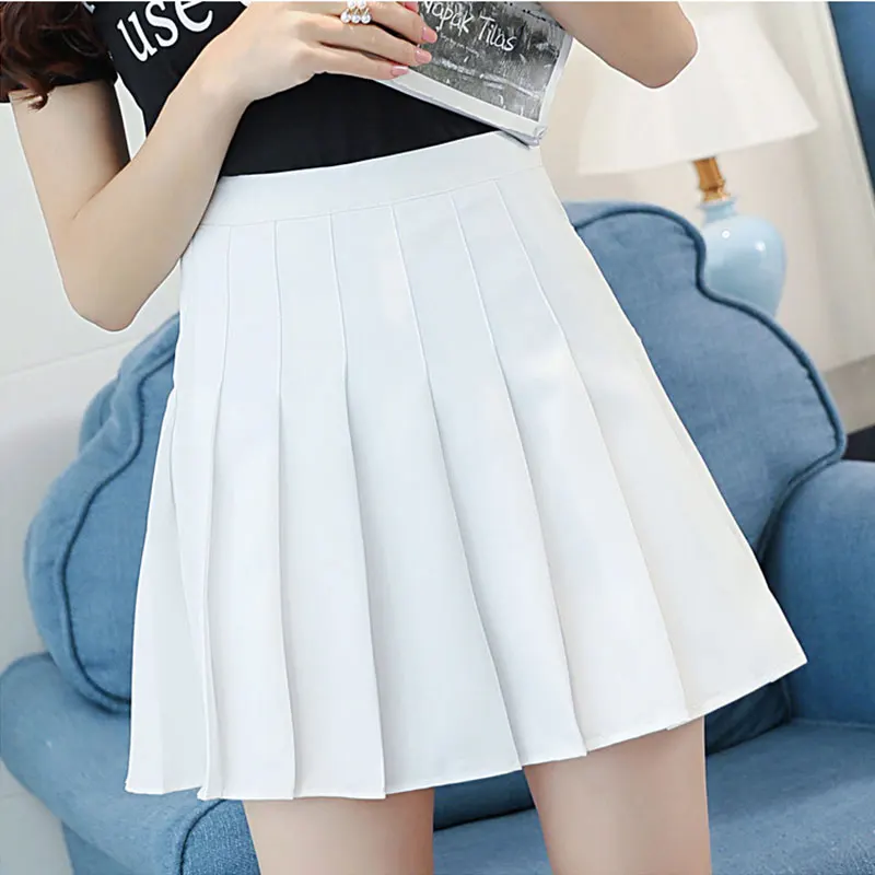 Girls XXL 6 Colors Streetwear Harajuku Skater Skirt Plain Gray White Black Pleated High Waist Korean Kawaii Mini | Женская одежда