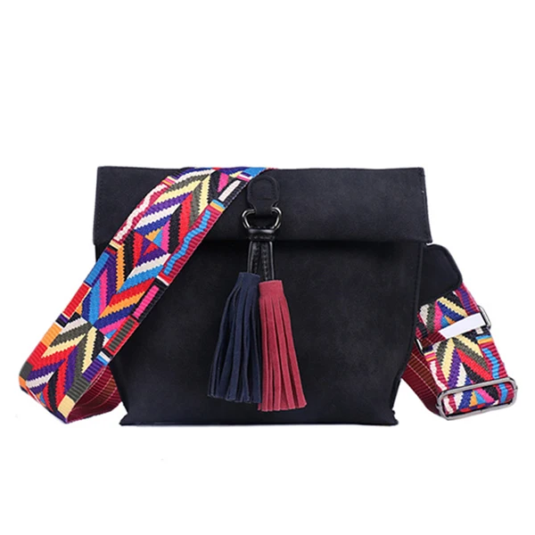 PU leather women bag tassel bag women crossbody sale bag women crossbody bag High quality - Цвет: Black