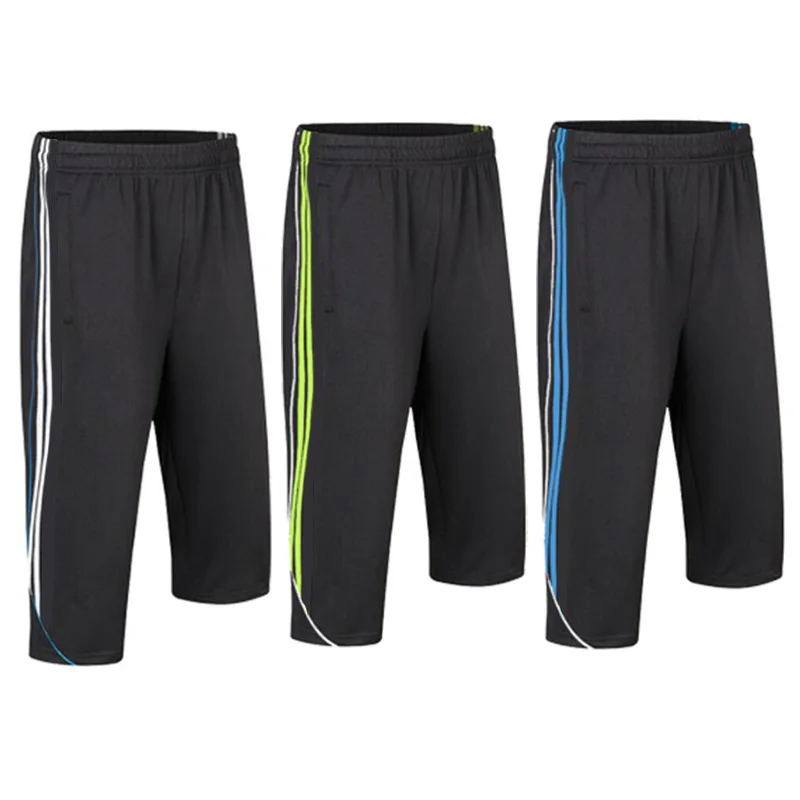 

New designs size L-4XL men's soccer training pants jogging running 3/4 trousers with zipper pocket