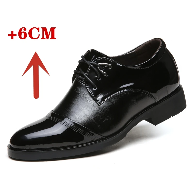 

YEINSHAARS 6CM Elevator Men Dress Shoes Simple Quality Men Derby Shoes Lace-up Brand Men Formal Shoes Men Leather Wedding Shoes