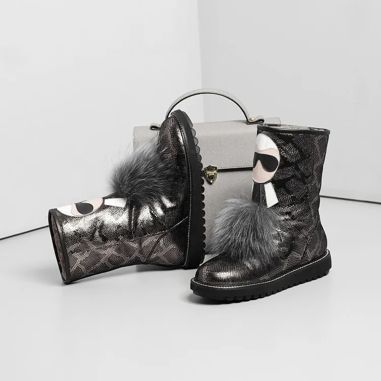 MLJUESE/женские ботильоны из овечьей кожи Сезон Зима Шерстяная Смесь Женские зимние