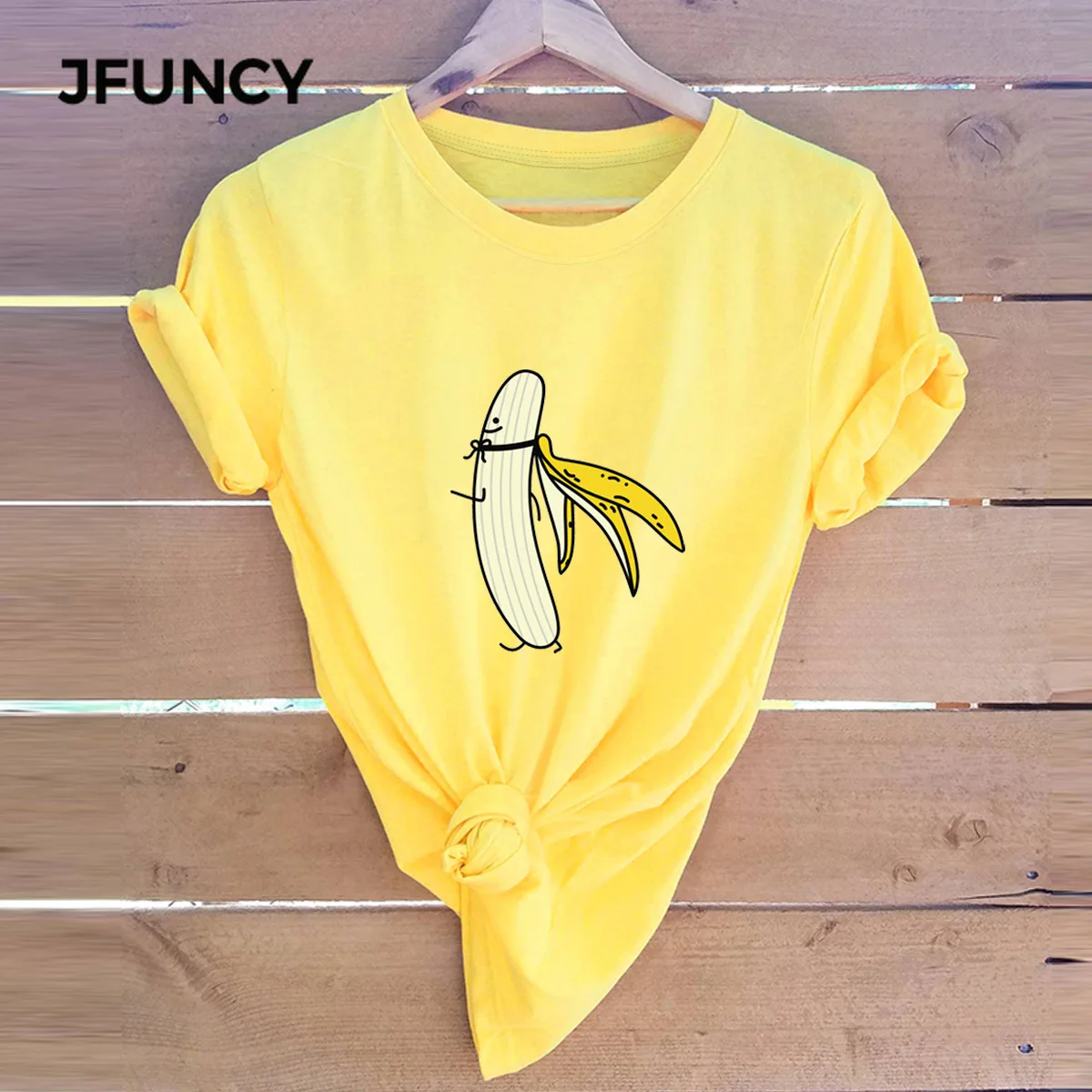 JFUNCY Banana-Man новая футболка с принтом женская Свободная коротким рукавом летняя