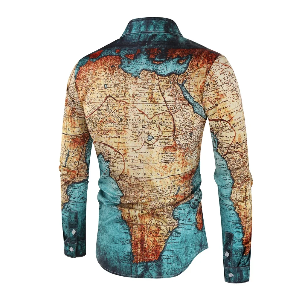 Luxury Printing Shirt Men shirts Long Sleeve  Social Men Club Prom Shirt